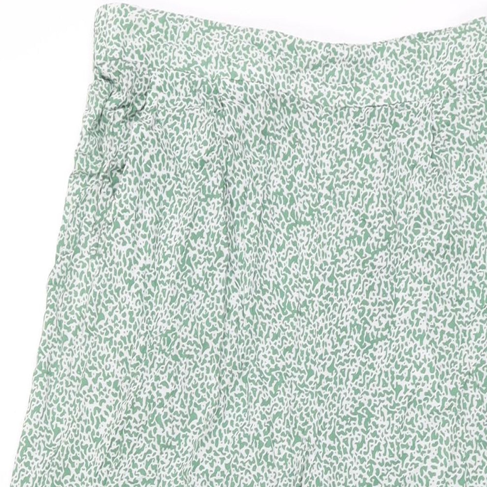 ICHI Womens Green Geometric Viscose Trousers Size S L28 in Regular