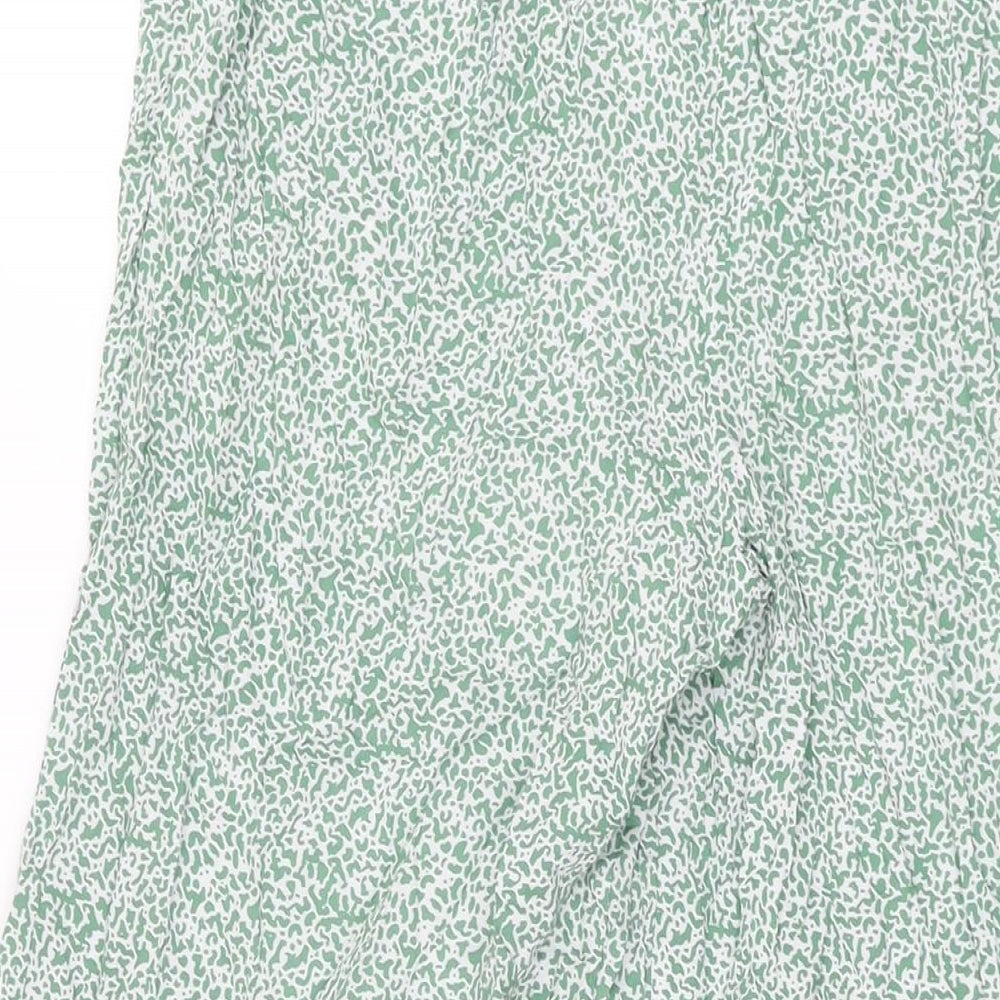ICHI Womens Green Geometric Viscose Trousers Size S L28 in Regular