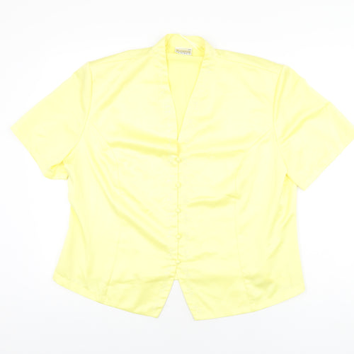 Roman Womens Yellow Polyester Basic T-Shirt Size 20 V-Neck