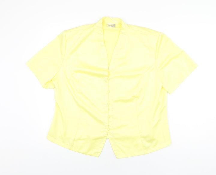 Roman Womens Yellow Polyester Basic T-Shirt Size 20 V-Neck