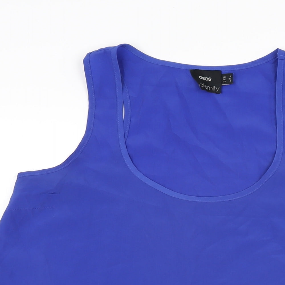 ASOS Womens Blue Polyester Basic T-Shirt Size 8 Scoop Neck