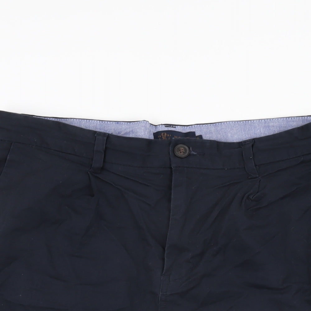 NEXT Mens Blue Cotton Chino Shorts Size 34 in L8 in Regular Zip