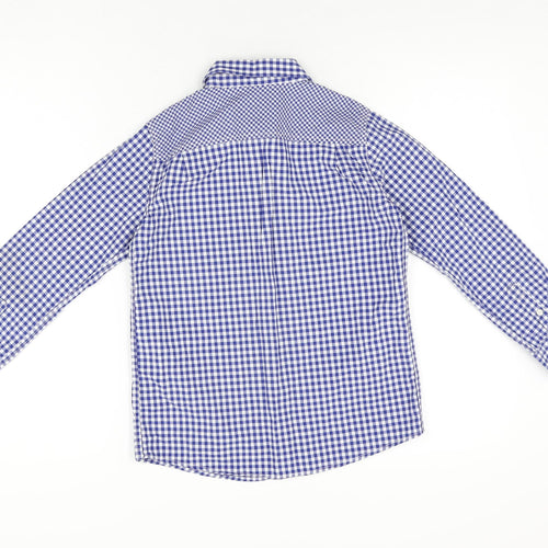 Crew Clothing Boys Blue Gingham Cotton Basic Button-Up Size 8-9 Years Collared Button