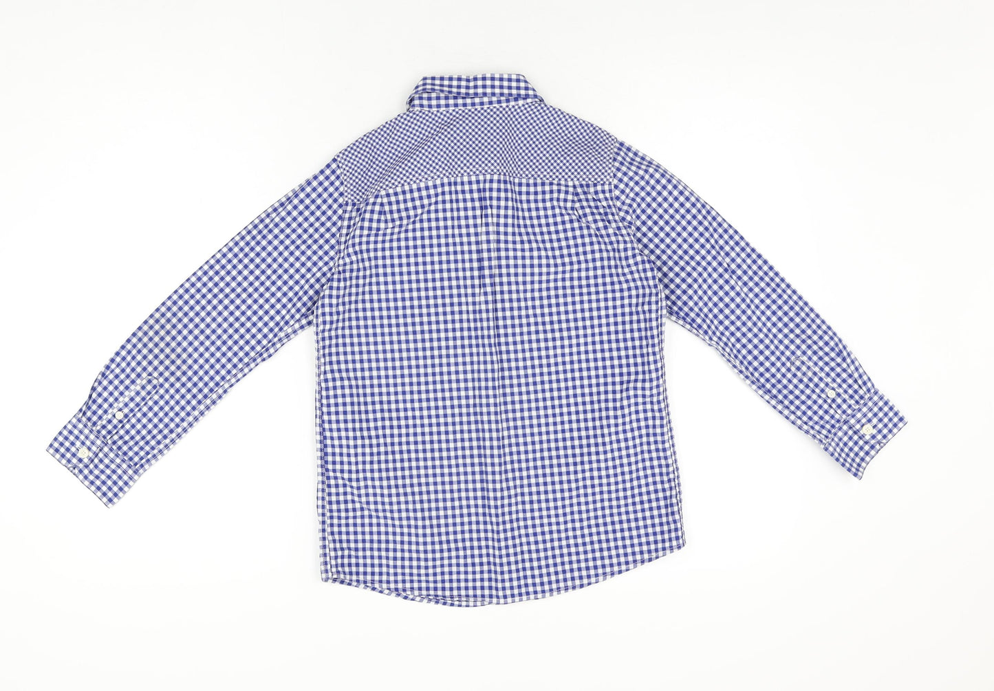 Crew Clothing Boys Blue Gingham Cotton Basic Button-Up Size 8-9 Years Collared Button