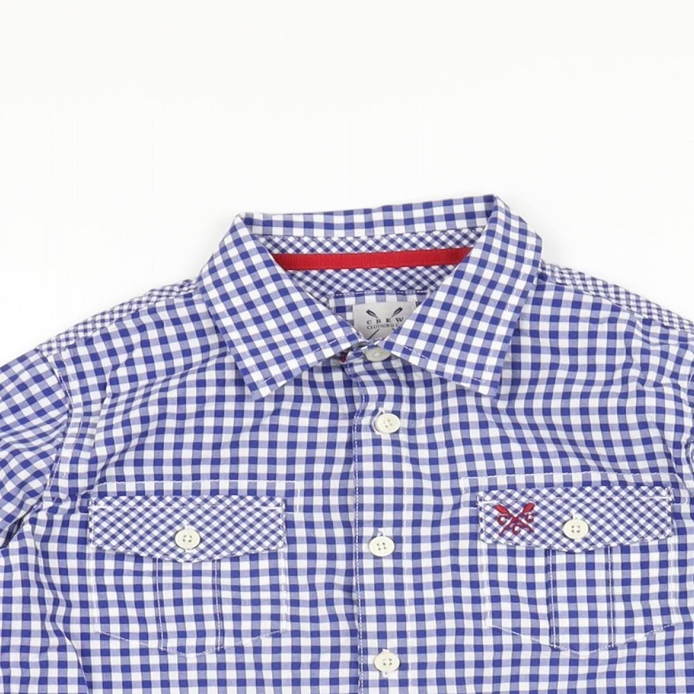 Crew Clothing Boys Blue Gingham Cotton Basic Button-Up Size 8-9 Years Collared Button