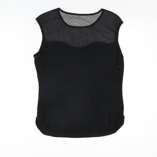Roman Womens Black Polyester Basic T-Shirt Size 12 Round Neck