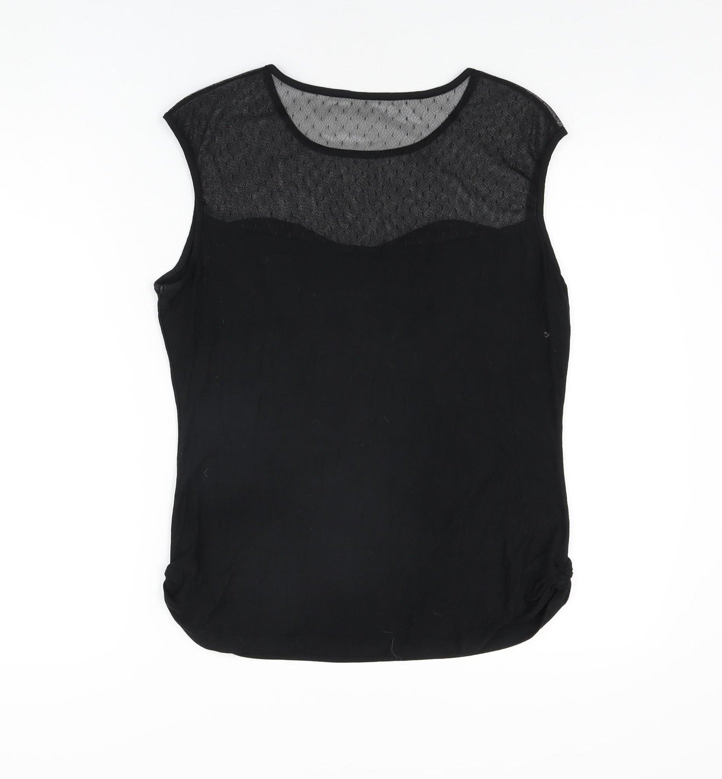 Roman Womens Black Polyester Basic T-Shirt Size 12 Round Neck