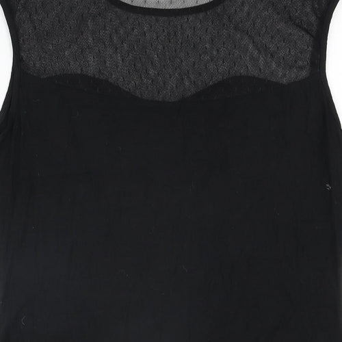Roman Womens Black Polyester Basic T-Shirt Size 12 Round Neck