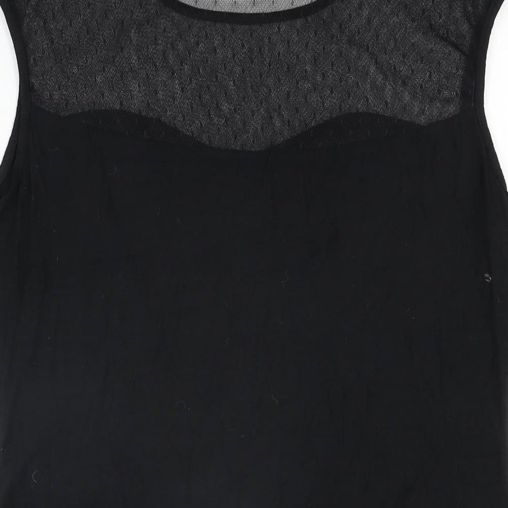Roman Womens Black Polyester Basic T-Shirt Size 12 Round Neck