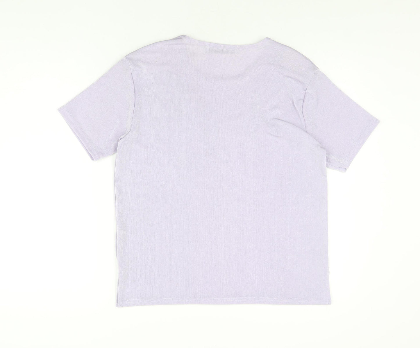 Pure & Natural Womens Purple Floral Polyester Basic T-Shirt Size 14 Round Neck