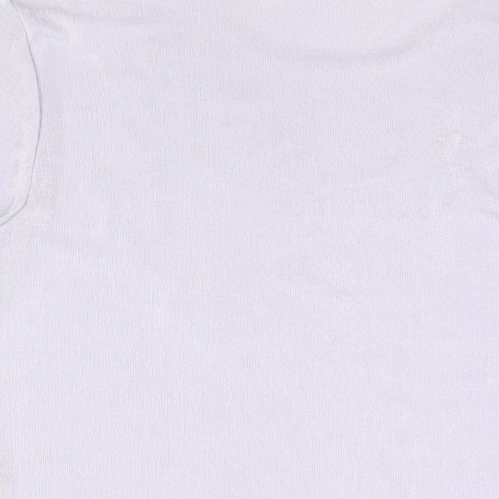 Pure & Natural Womens Purple Floral Polyester Basic T-Shirt Size 14 Round Neck