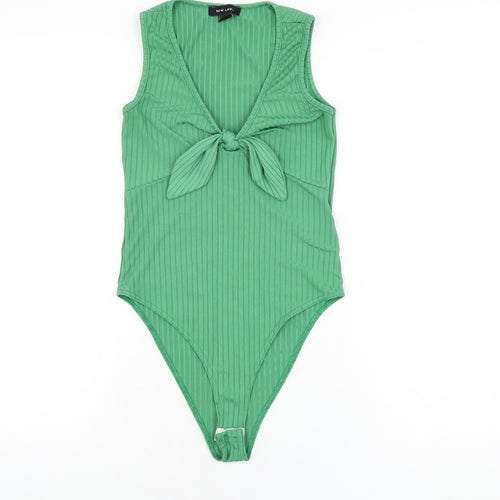 New Look Womens Green Polyester Bodysuit One-Piece Size 8 Snap