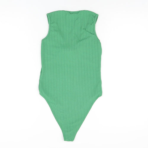 New Look Womens Green Polyester Bodysuit One-Piece Size 8 Snap
