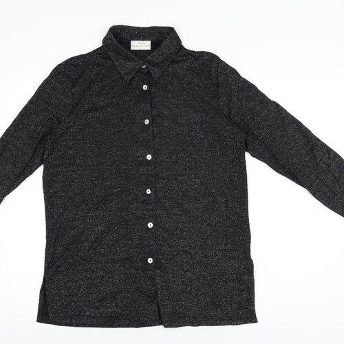 Modern Classics Womens Black Polyamide Basic Button-Up Size 16 Collared