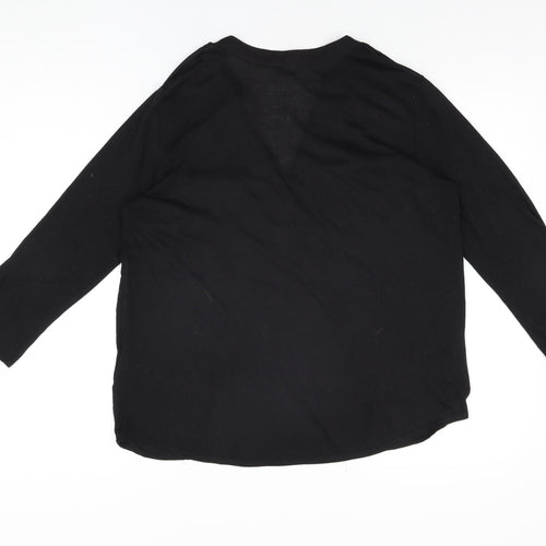 H&M Womens Black Polyester Basic T-Shirt Size S V-Neck
