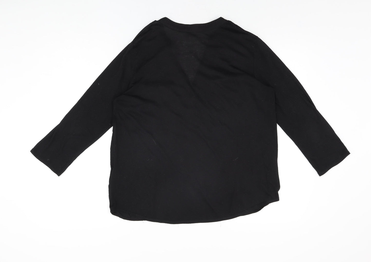 H&M Womens Black Polyester Basic T-Shirt Size S V-Neck