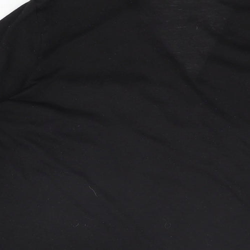 H&M Womens Black Polyester Basic T-Shirt Size S V-Neck