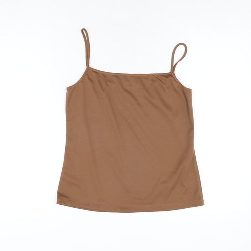 Sukhmani Womens Beige Polyester Camisole T-Shirt Size 12 Scoop Neck