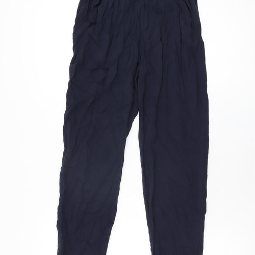 H&M Womens Blue Viscose Trousers Size 4 L28.5 in Regular