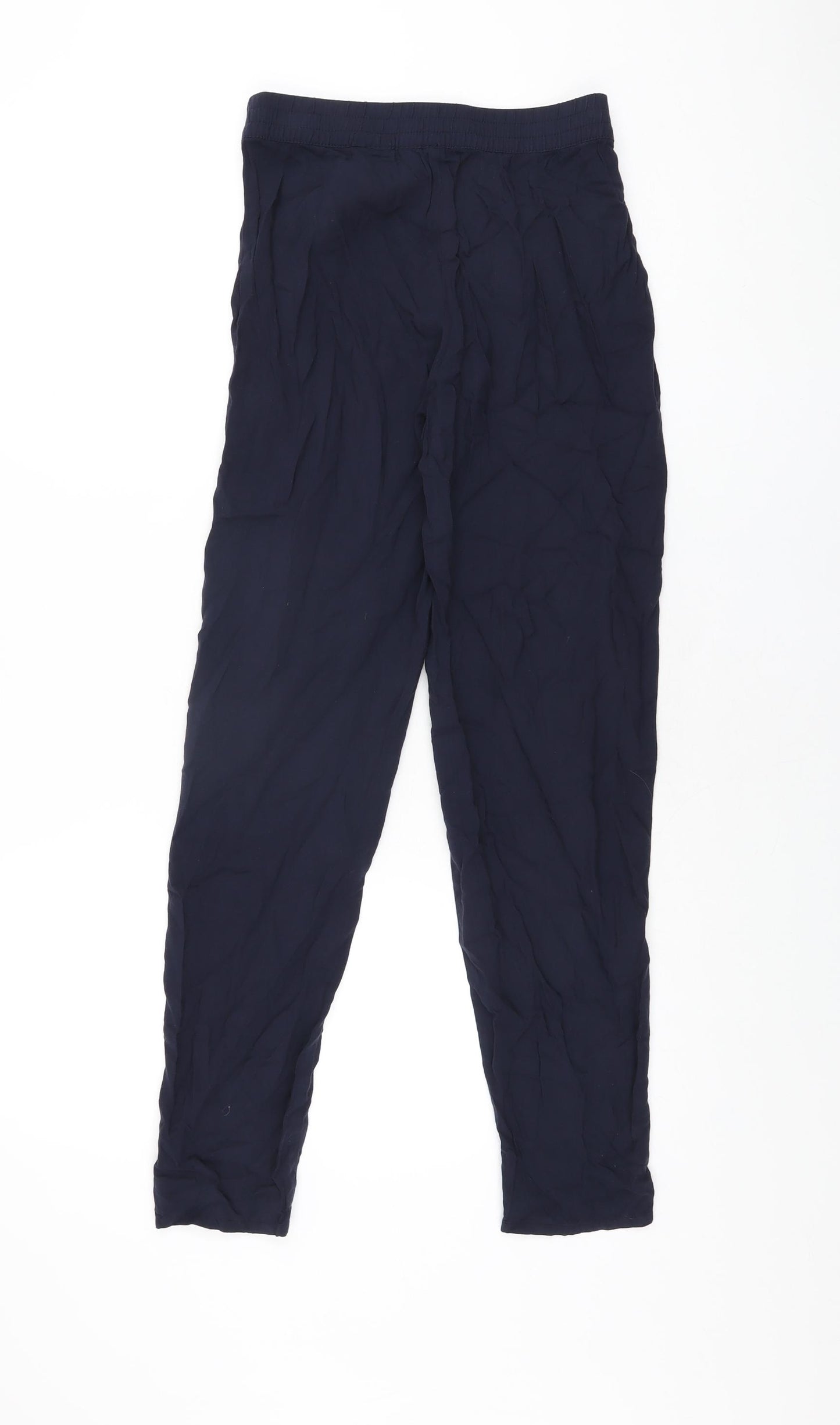 H&M Womens Blue Viscose Trousers Size 4 L28.5 in Regular