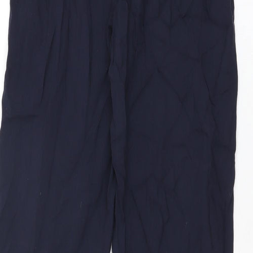 H&M Womens Blue Viscose Trousers Size 4 L28.5 in Regular