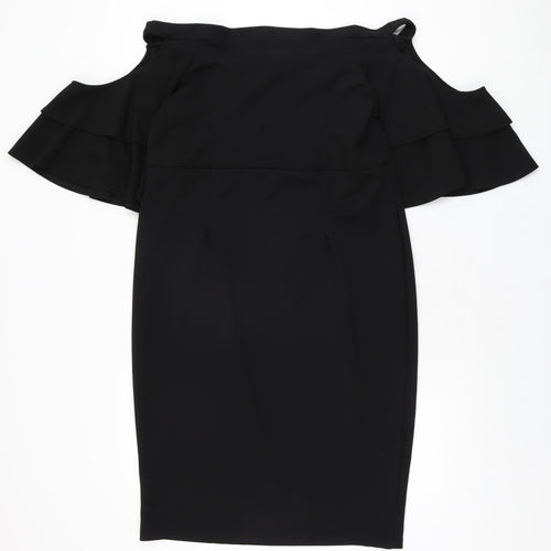 Lost Ink Womens Black Polyester Shift Size 18 Off the Shoulder Pullover