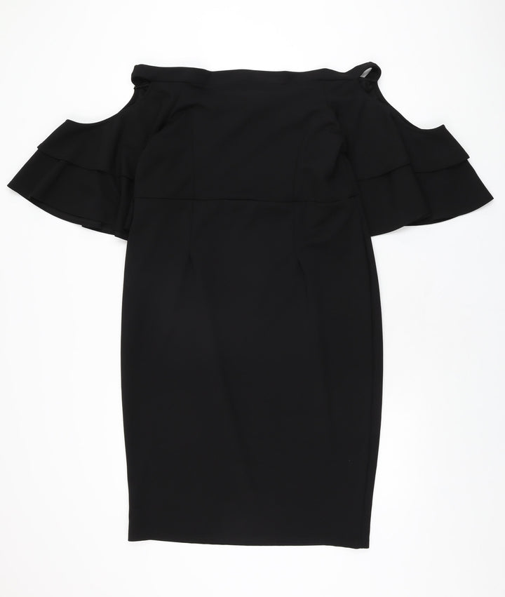 Lost Ink Womens Black Polyester Shift Size 18 Off the Shoulder Pullover
