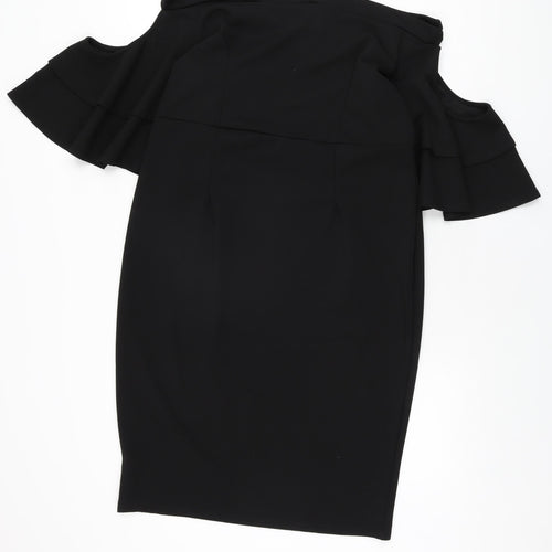 Lost Ink Womens Black Polyester Shift Size 18 Off the Shoulder Pullover