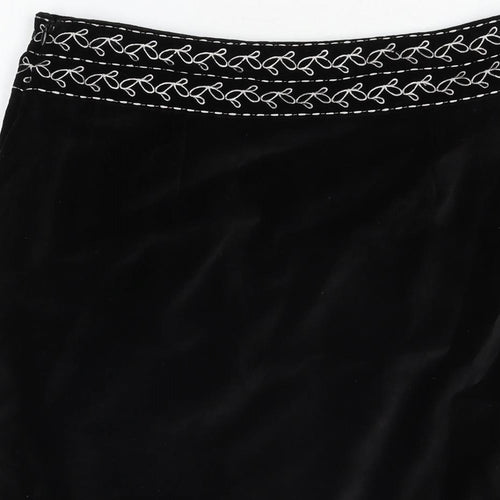 Brora Womens Black Floral Cotton Straight & Pencil Skirt Size 12 Zip