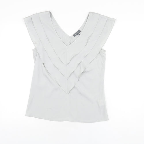 Et Vous Womens Grey Polyester Basic T-Shirt Size 12 V-Neck