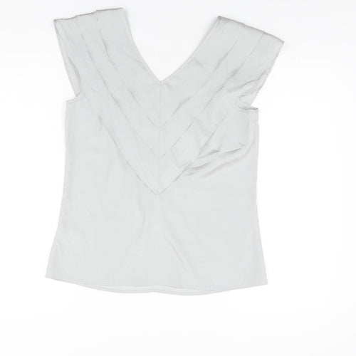 Et Vous Womens Grey Polyester Basic T-Shirt Size 12 V-Neck
