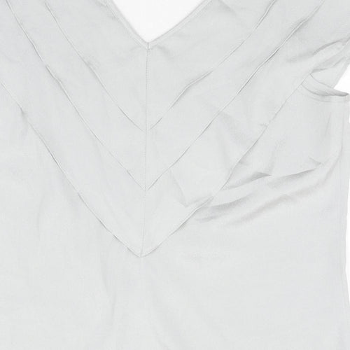 Et Vous Womens Grey Polyester Basic T-Shirt Size 12 V-Neck