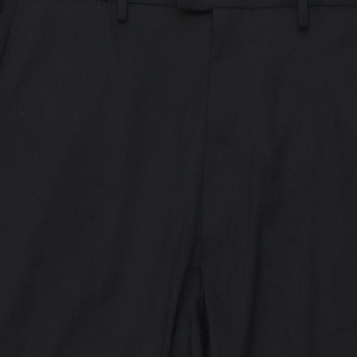 Marks and Spencer Mens Black Polyester Trousers Size 42 in L29 in Regular Zip