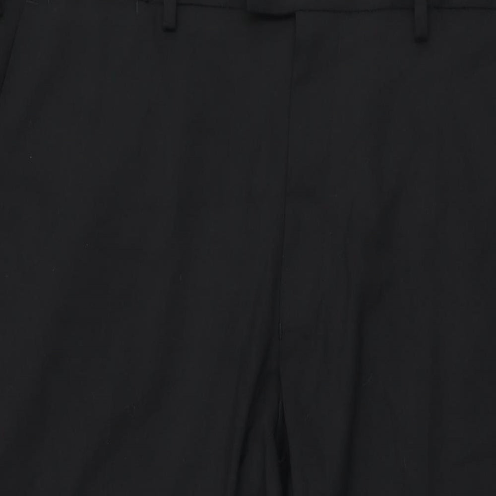 Marks and Spencer Mens Black Polyester Trousers Size 42 in L29 in Regular Zip