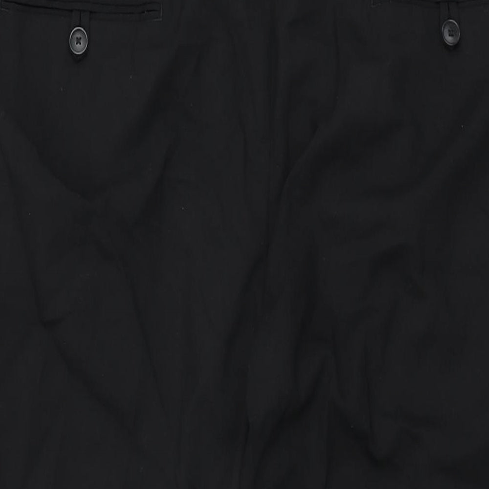 Marks and Spencer Mens Black Polyester Trousers Size 42 in L29 in Regular Zip