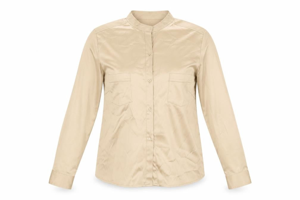 Yfn Collection Womens Gold Polyester Basic Button-Up Size 14 V-Neck
