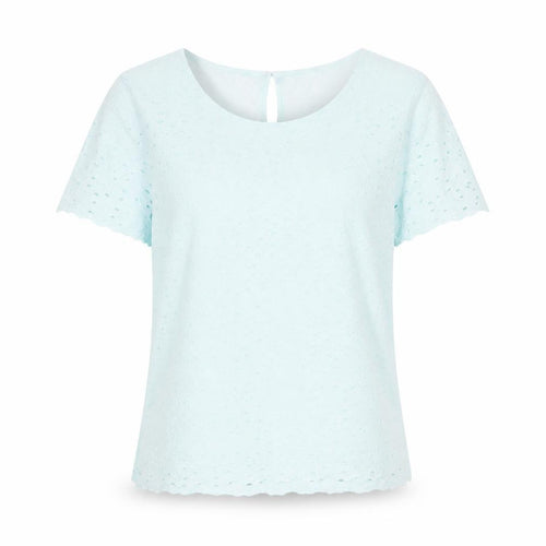 Marks and Spencer Womens Blue Floral Cotton Basic T-Shirt Size 12 Round Neck