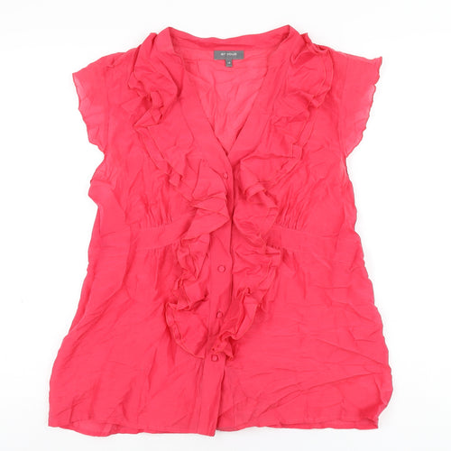 Et Vous Womens Pink Polyester Basic Button-Up Size 16 V-Neck