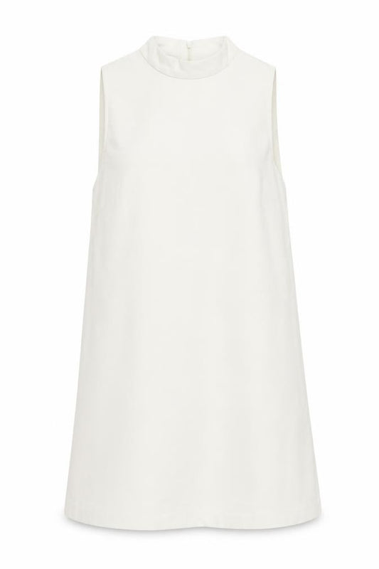 Front view of H&M women’s ivory polyester shift, size S, round neck zip