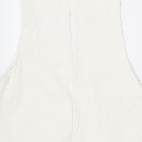 H&M Womens Ivory Polyester Shift Size S Round Neck Zip