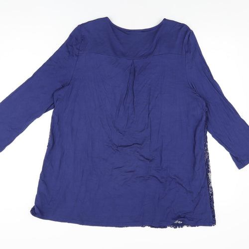Together Womens Blue Polyamide Basic T-Shirt Size L V-Neck
