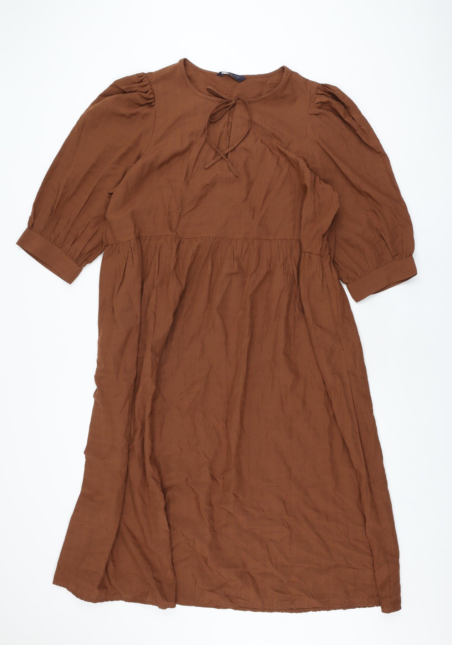 Marks and Spencer Womens Brown Modal A-Line Size 18 Round Neck Tie