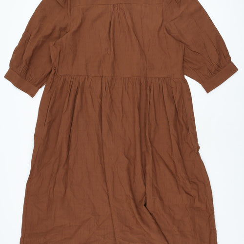 Marks and Spencer Womens Brown Modal A-Line Size 18 Round Neck Tie