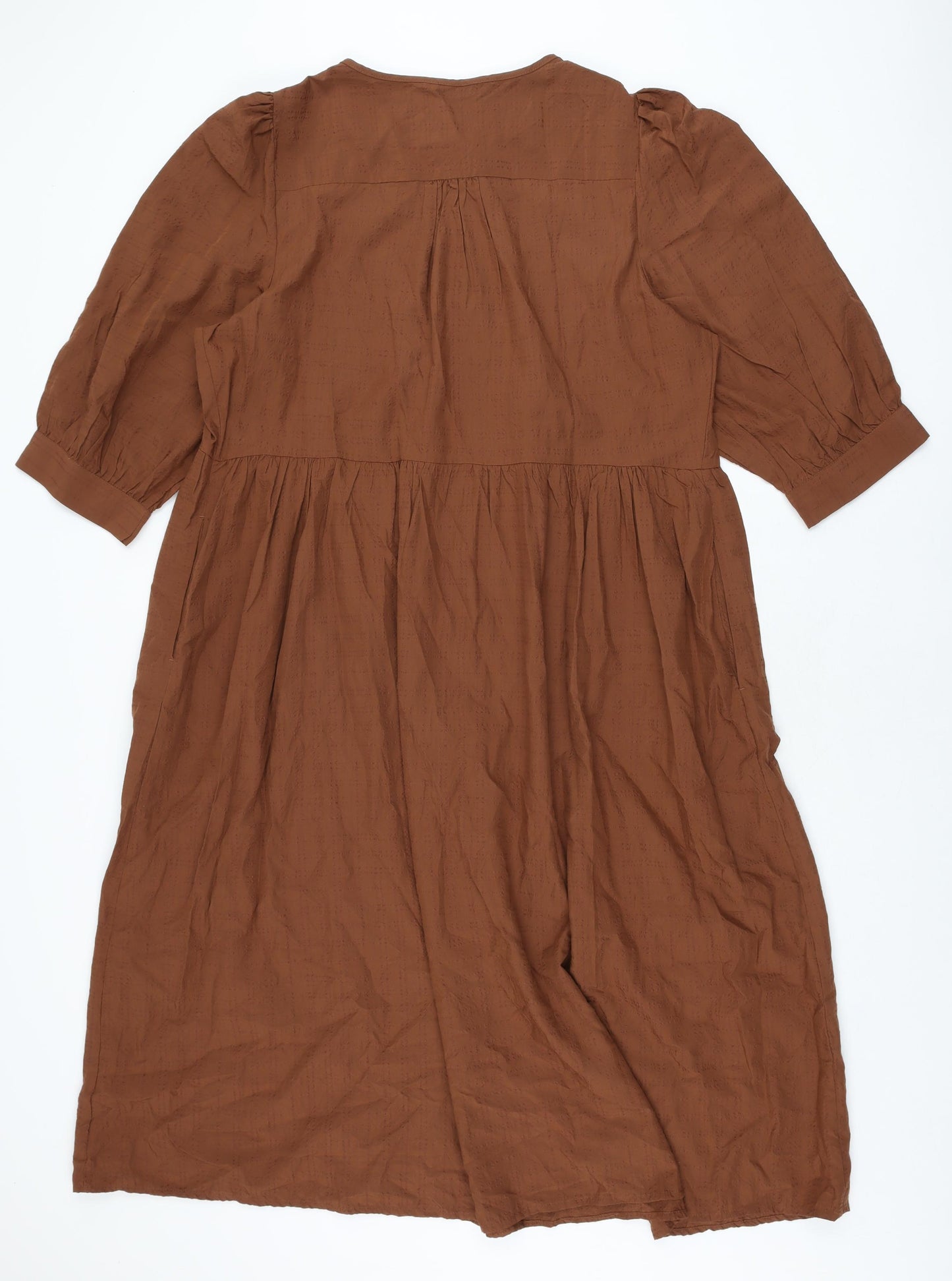Marks and Spencer Womens Brown Modal A-Line Size 18 Round Neck Tie