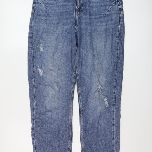 River Island Womens Blue Cotton Straight Jeans Size 10 L28 in Regular Button