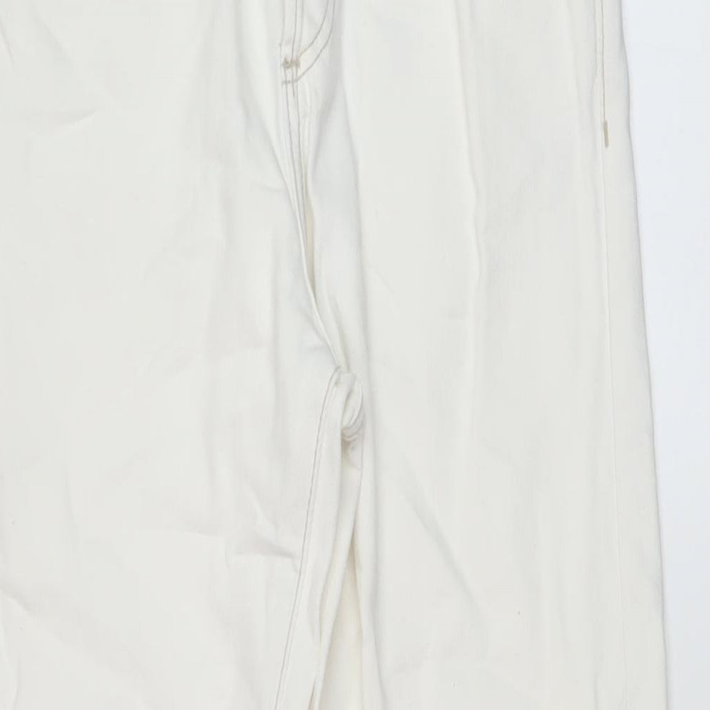 Mango Womens Ivory Cotton Wide-Leg Jeans Size 6 L31 in Regular Button