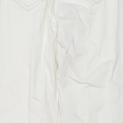 Mango Womens Ivory Cotton Wide-Leg Jeans Size 6 L31 in Regular Button
