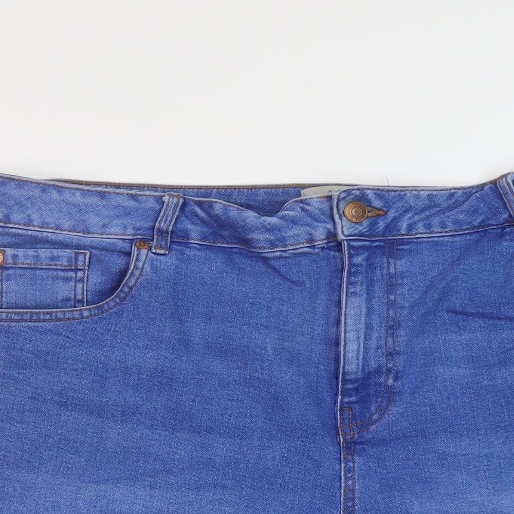New Look Womens Blue Cotton Bermuda Shorts Size 18 L10 in Regular Button