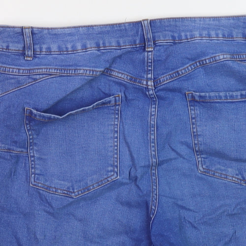 New Look Womens Blue Cotton Bermuda Shorts Size 18 L10 in Regular Button