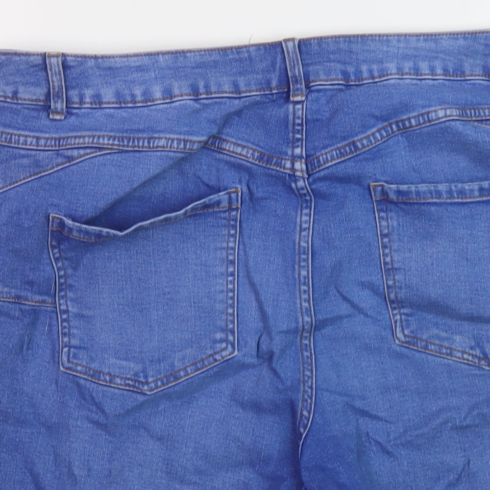 New Look Womens Blue Cotton Bermuda Shorts Size 18 L10 in Regular Button